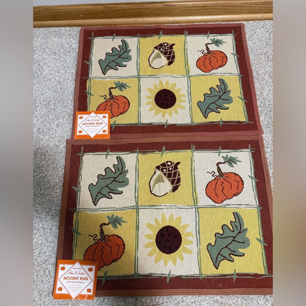 Fall / Thanksgiving Set/ Lot of 2 fall rugs, new with tags - size 19” x 27”